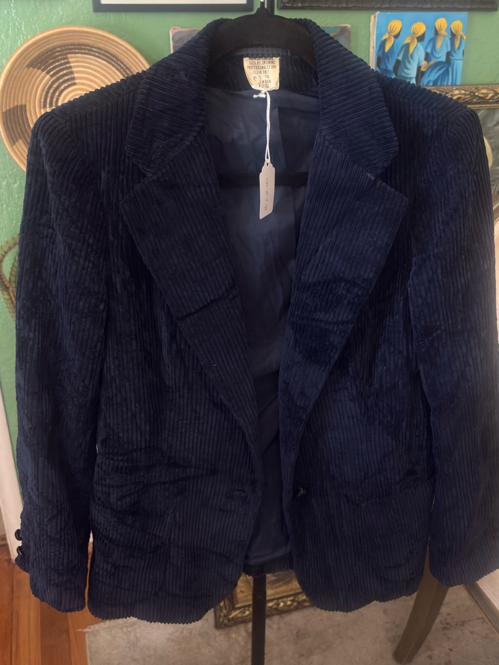 Source Unknown Navy Blue Corduroy Blazer Jacket